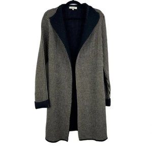 Cocogio Size L Long Knit Open Cardigan Italian Wool Blend Black